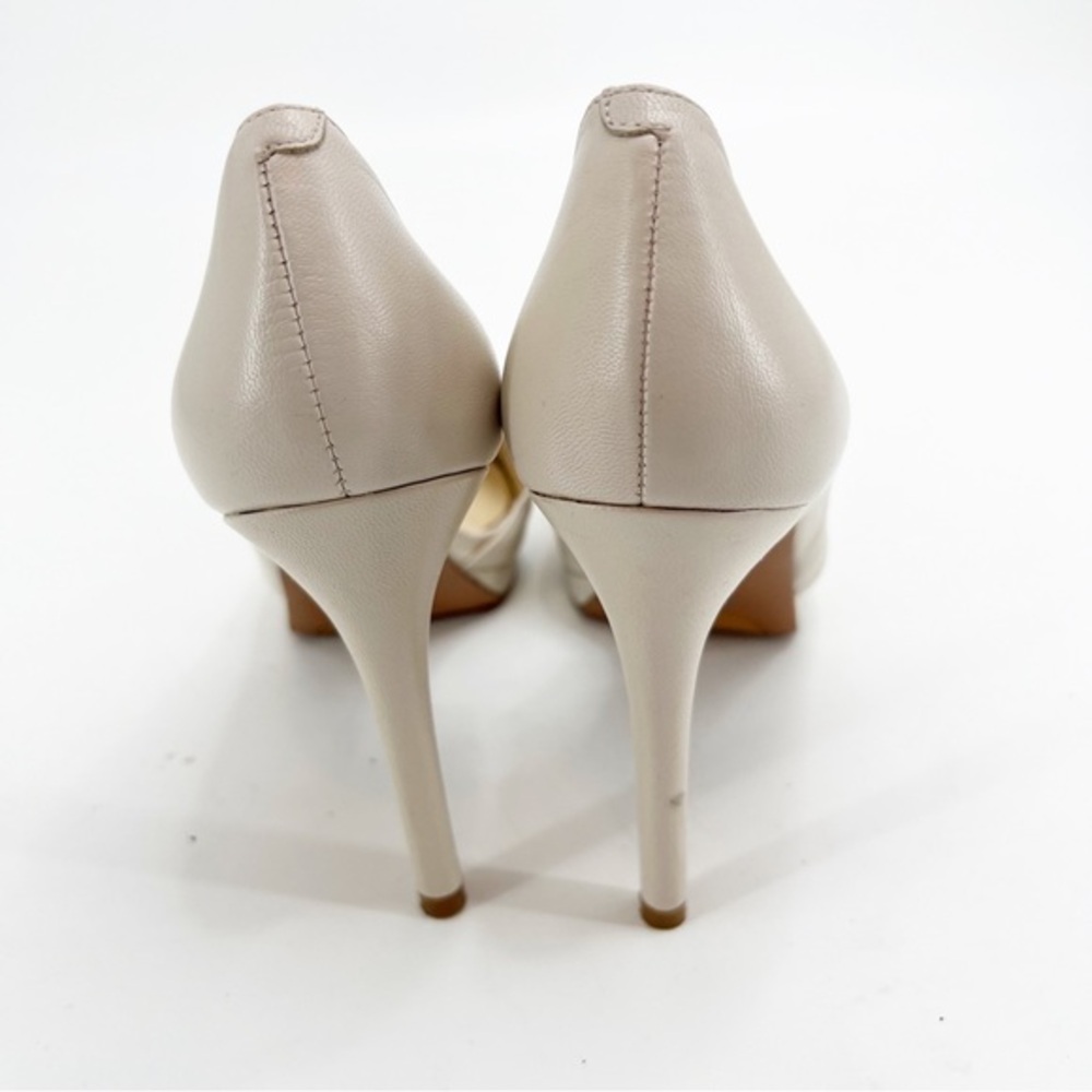 Nine West Cream Leather D’Orsay Jeweled Peep Heels, Size 8.5M - Picture 6 of 10